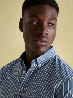 Abbott Blue Striped Cotton Poplin Shirt