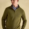 Alistair Khaki Green Quarter Zip Cotton Sweatshirt