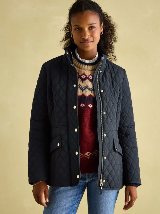 Allendale Navy Blue Showerproof Diamond Quilted Coat