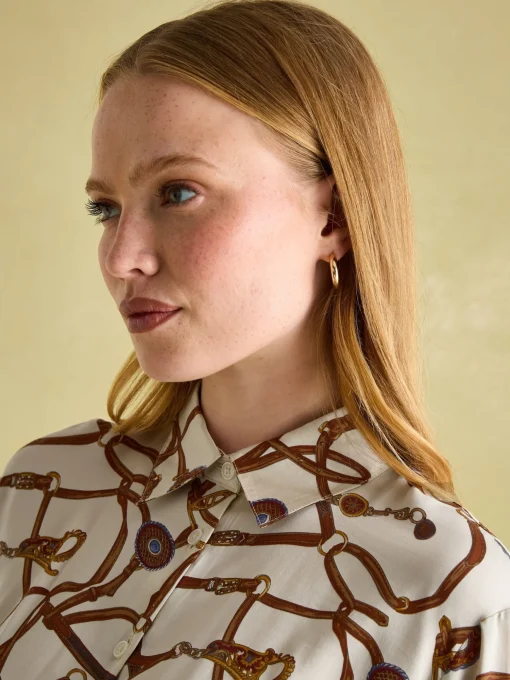 Amilla Cream Multi Satin Shirt