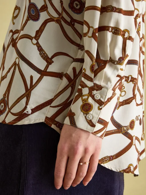 Amilla Cream Multi Satin Shirt