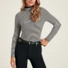 Amy Black/Cream Long Sleeve High Neck Jersey Top