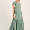 Ariana Green Jersey Tiered Dress