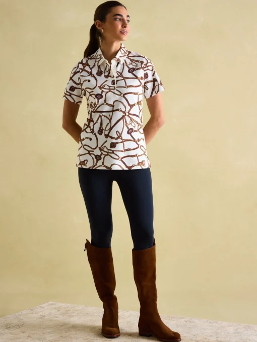 Barbury Cream Bridle Print Polo Shirt
