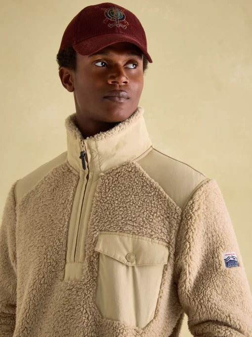 Billy Cream Quarter Zip Borg Fleece Sweatshirt