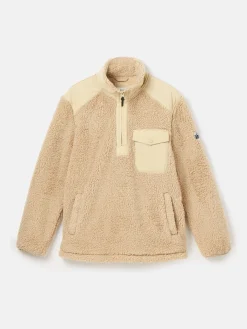 Billy Cream Quarter Zip Borg Fleece Sweatshirt
