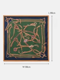 Bloomfield Khaki Green Square Silk Scarf