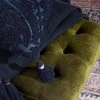 Blue 100% Cotton Paisley Tufted Cushion