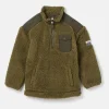 Boys' Billy Khaki Green Half Zip Borg Fleece