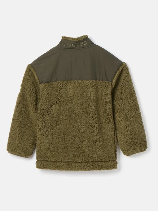 Boys' Billy Khaki Green Half Zip Borg Fleece
