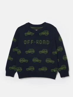 Boys' Burton Navy Blue Intarsia Knitted Jumper