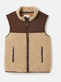 Boys' Eddington Natural & Brown Colourblock Fleece Gilet
