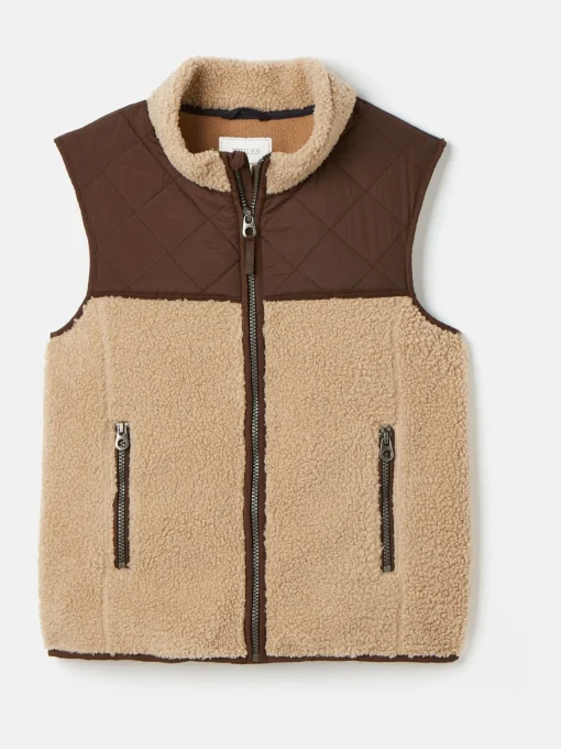 Boys' Eddington Natural & Brown Colourblock Fleece Gilet