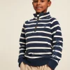 Boys' Finn Navy & White Striped Quarter Zip Sweatshirt