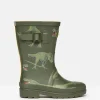 Boys' Khaki Green Printed Wellies