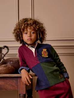 Boys' Kick Off Multi Grandad Collar Rugby Shirt