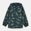 Boys' Rainwell Navy Dinosaur Waterproof Raincoat With Hood