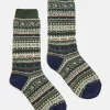 Boys' Wader Green Fair Isle Welly Socks