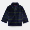 Boys' Woozle Navy & Green Stripe Half Zip Borg Fleece