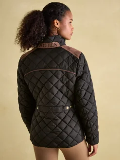 Braemar Luxe Black Showerproof Diamond Quilted Coat