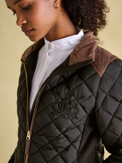 Braemar Luxe Black Showerproof Diamond Quilted Coat
