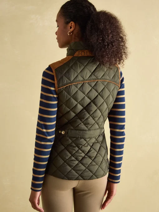 Braemar Luxe Khaki Green Showerproof Diamond Quilted Gilet