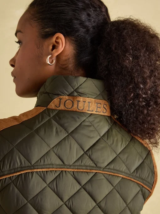 Braemar Luxe Khaki Green Showerproof Diamond Quilted Gilet
