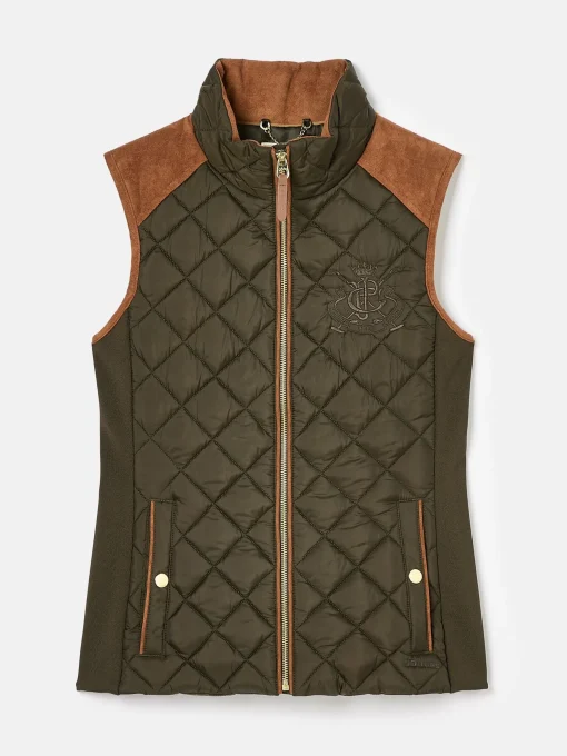 Braemar Luxe Khaki Green Showerproof Diamond Quilted Gilet