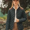 Braemar Luxe Navy Showerproof Diamond Quilted Coat