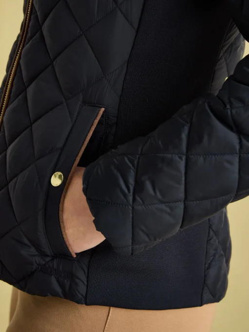 Braemar Luxe Navy Showerproof Diamond Quilted Coat