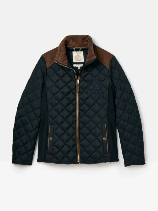 Braemar Luxe Navy Showerproof Diamond Quilted Coat