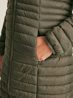 Bramley Khaki Green Showerproof Long Packable Padded Coat