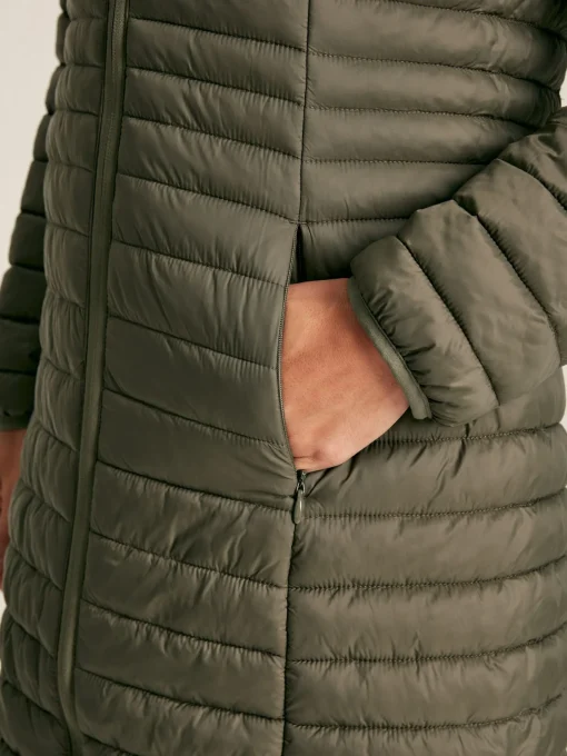 Bramley Khaki Green Showerproof Long Packable Padded Coat