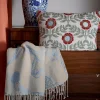 Bridle Print Blue & Cream Tassell Throw