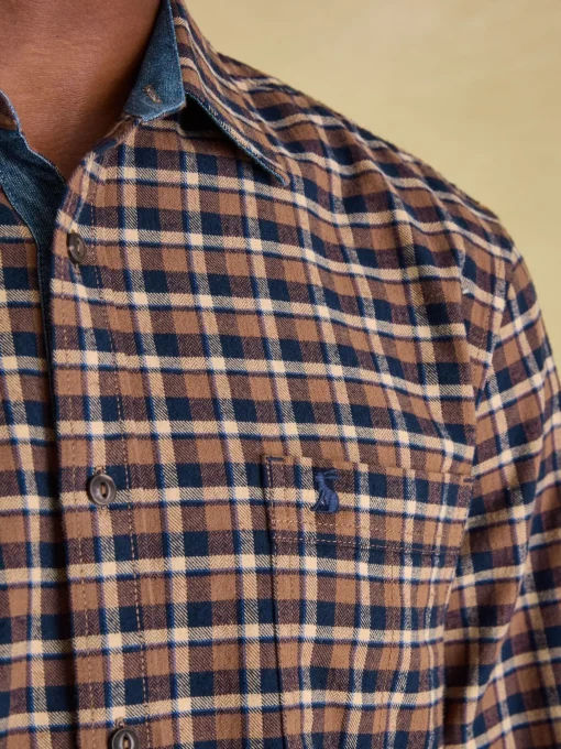 Buchanan Brown & Navy Soft Brushed Cotton Check Shirt