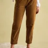 Calla Tan Brown Corduroy Tapered Trousers