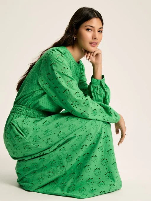 Cassie Green Broderie Maxi Dress