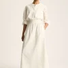 Cassie White Broderie Maxi Dress