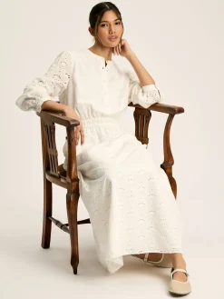 Cassie White Broderie Maxi Dress