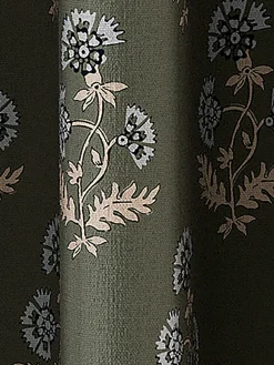 Chamomile Set of 2 Green Blackout Eyelet Curtains