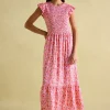 Clover Pink Shirred Dress