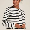 Constance Cream & Navy Striped Cotton Cardigan