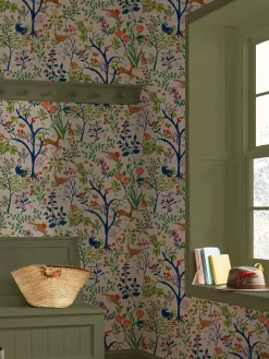 Cream Enchanted Woodland Antique 10M Wallpaper