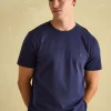 Denton Navy Blue Lightweight Jersey 100% Cotton Crew Neck T-Shirt