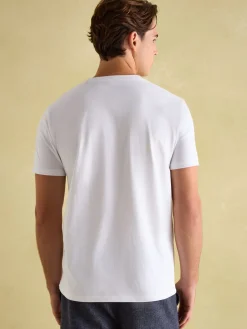 Denton White Lightweight Jersey 100% Cotton Crew Neck T-Shirt