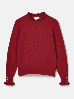 Edith Burgundy Frill Neck Jumper