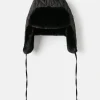 Eira Black Faux Fur Lined Quilted Trapper Hat