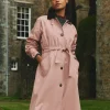 Epwell Pink Waterproof Belted Trench Coat