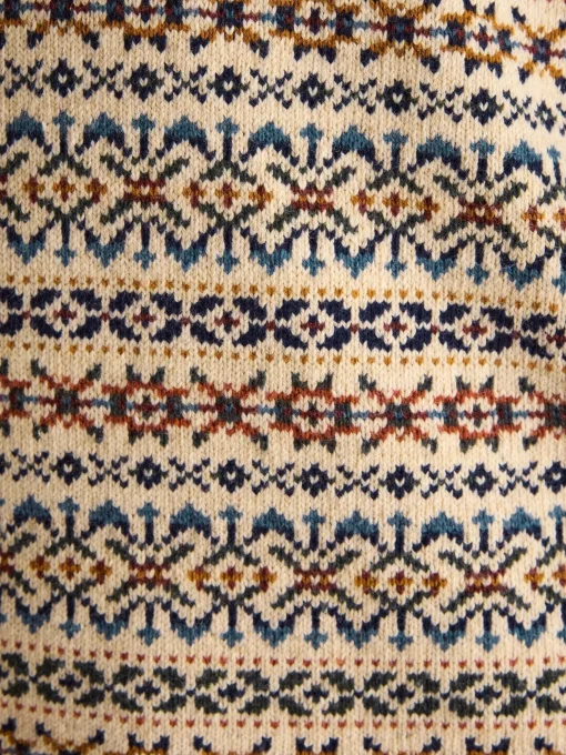 Fair Isle Cream Knitted Vest Contains Merino Wool