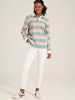 Falmouth Pink & Green Striped Cotton Rugby Shirt